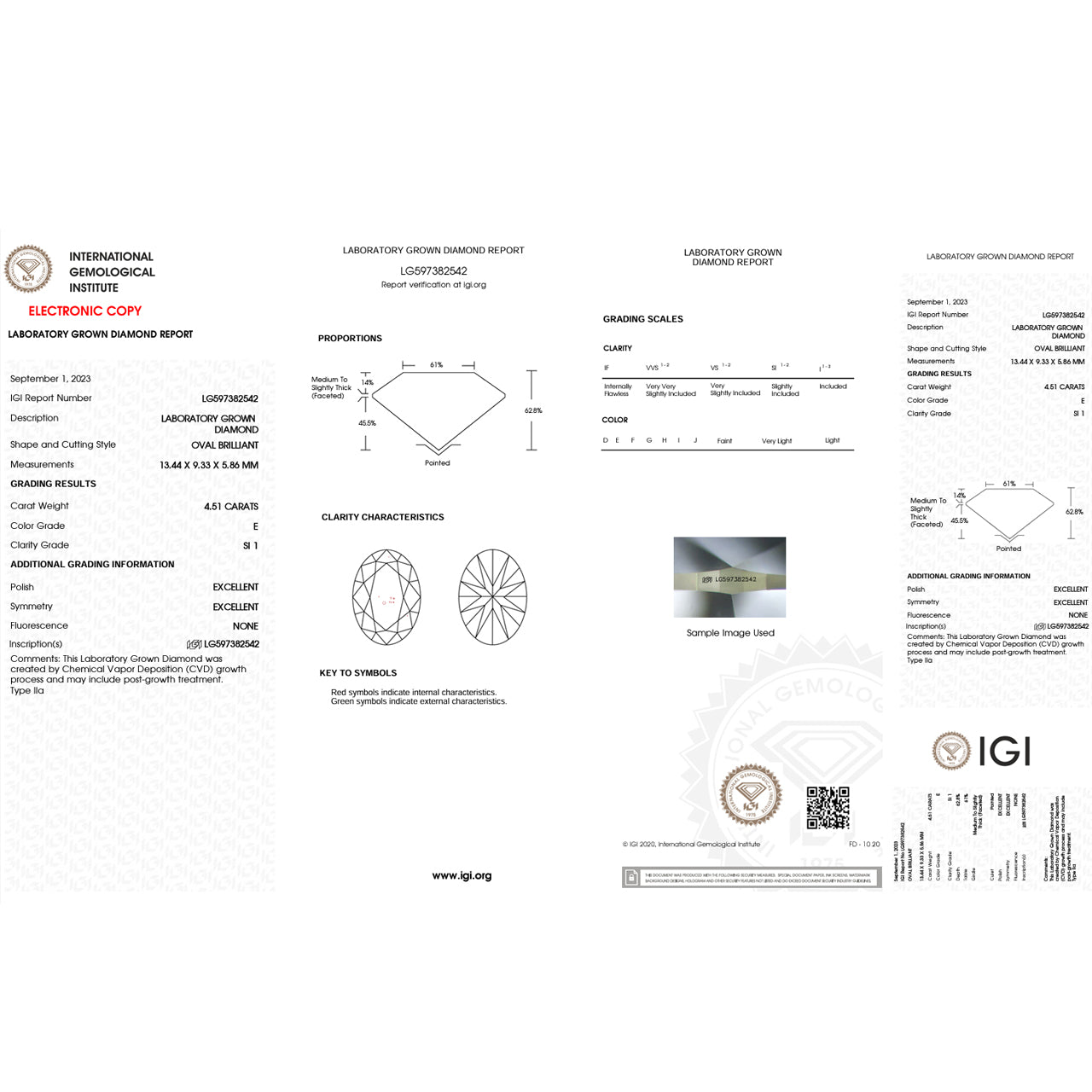 4.51 Carat Oval Lab Grown Diamond Oval Cut - E Color - SI1 Clarity -IGI Certified