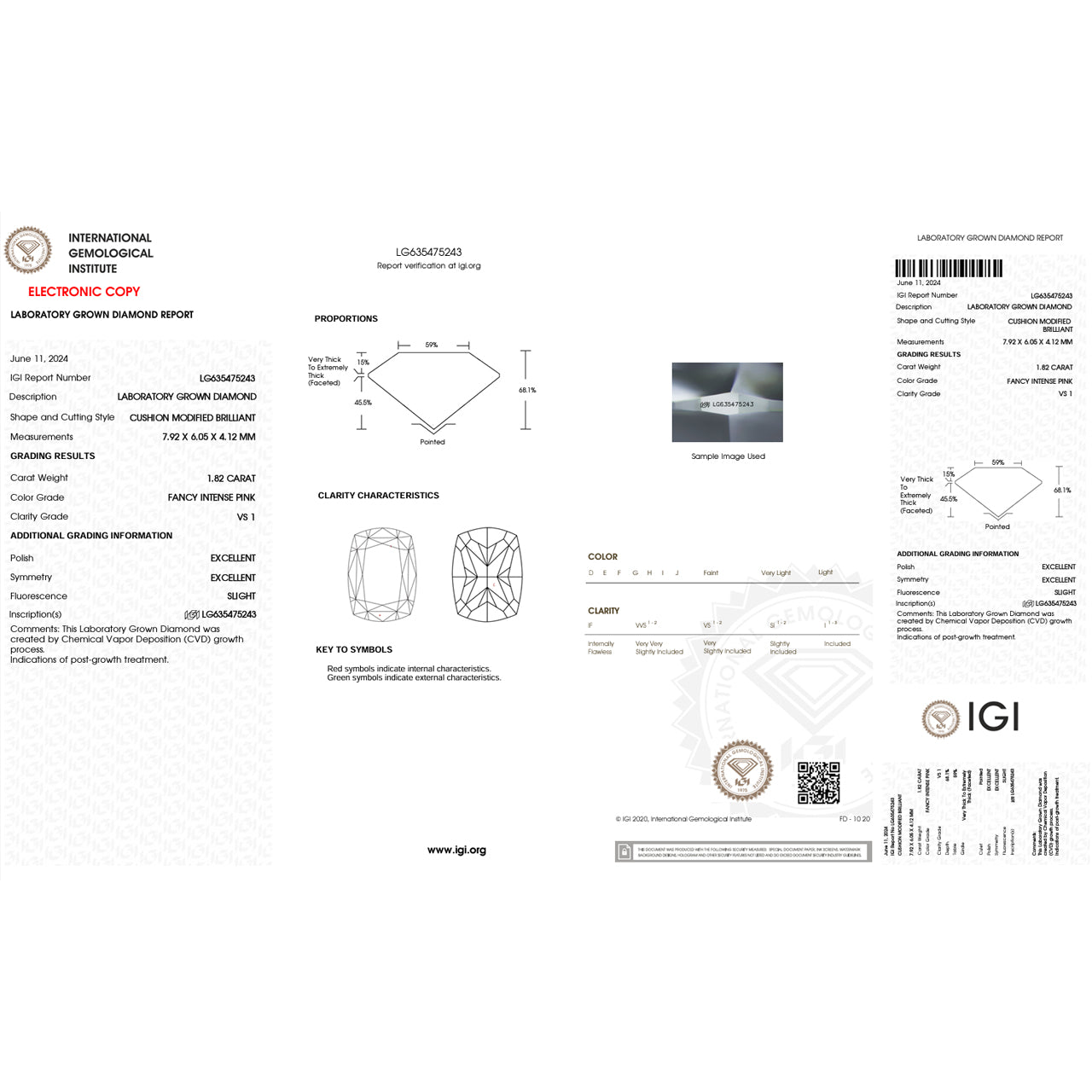 Lab Cushion Diamonds - Fancy Intense Pink - Lab Grown Diamond 1.82ct