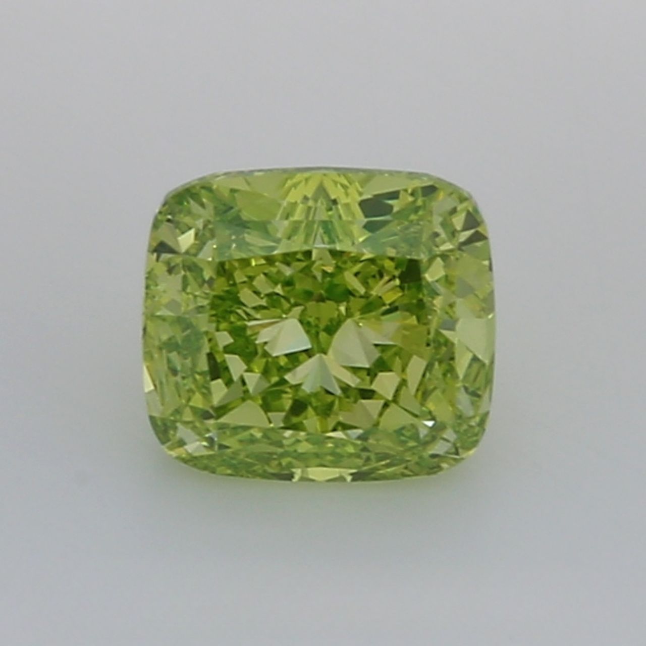 GIA Certified 2.01 Carat Cusion Diamond - Fancy Vivid Yellow-Green - Enhanced Color