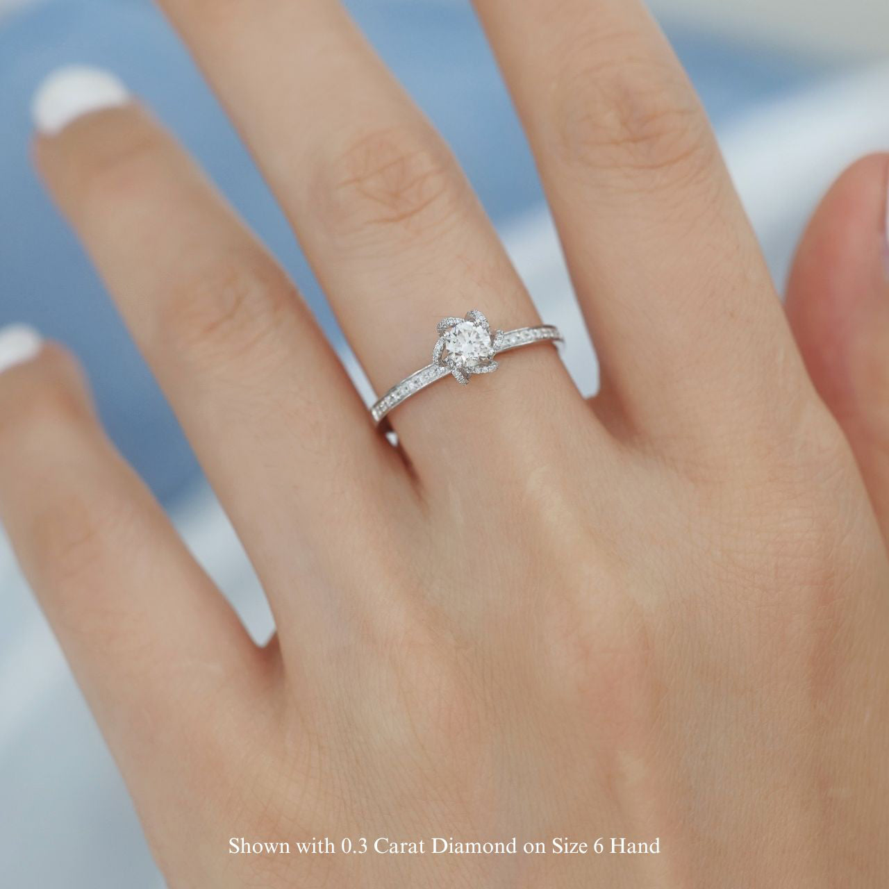 FIICCI Blooming Diamond 18K White Gold Engagement Ring