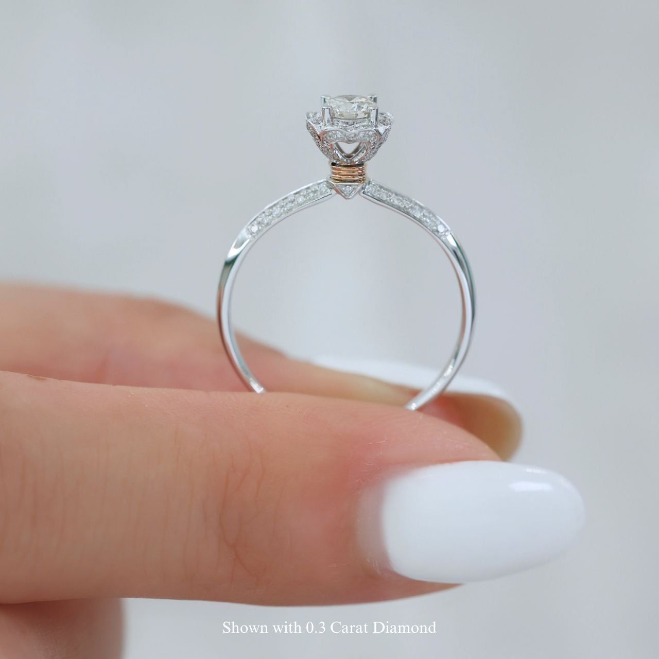 FIICCI Blooming Diamond 18K White Rose Gold Engagement Ring