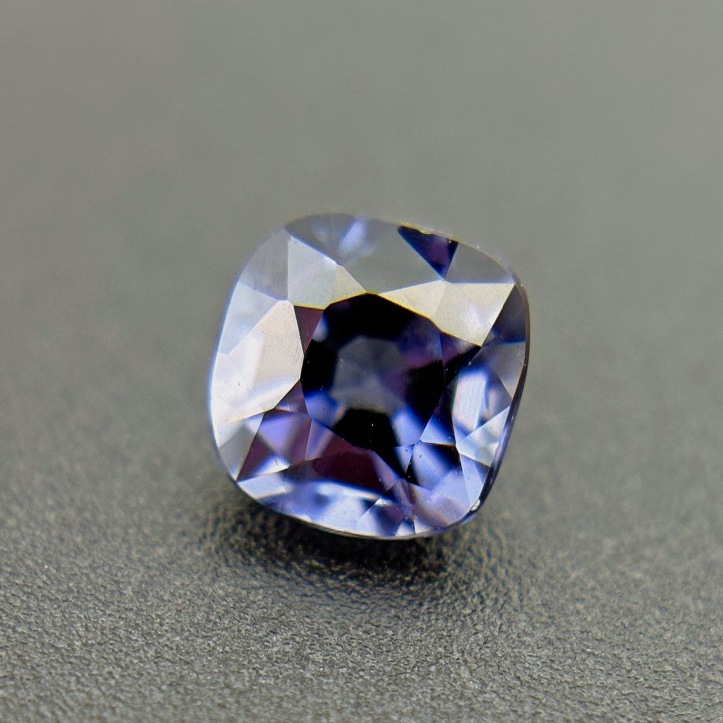 Natural Tanzanian Purple Blue Spinel Cushion Cut on Display Tray