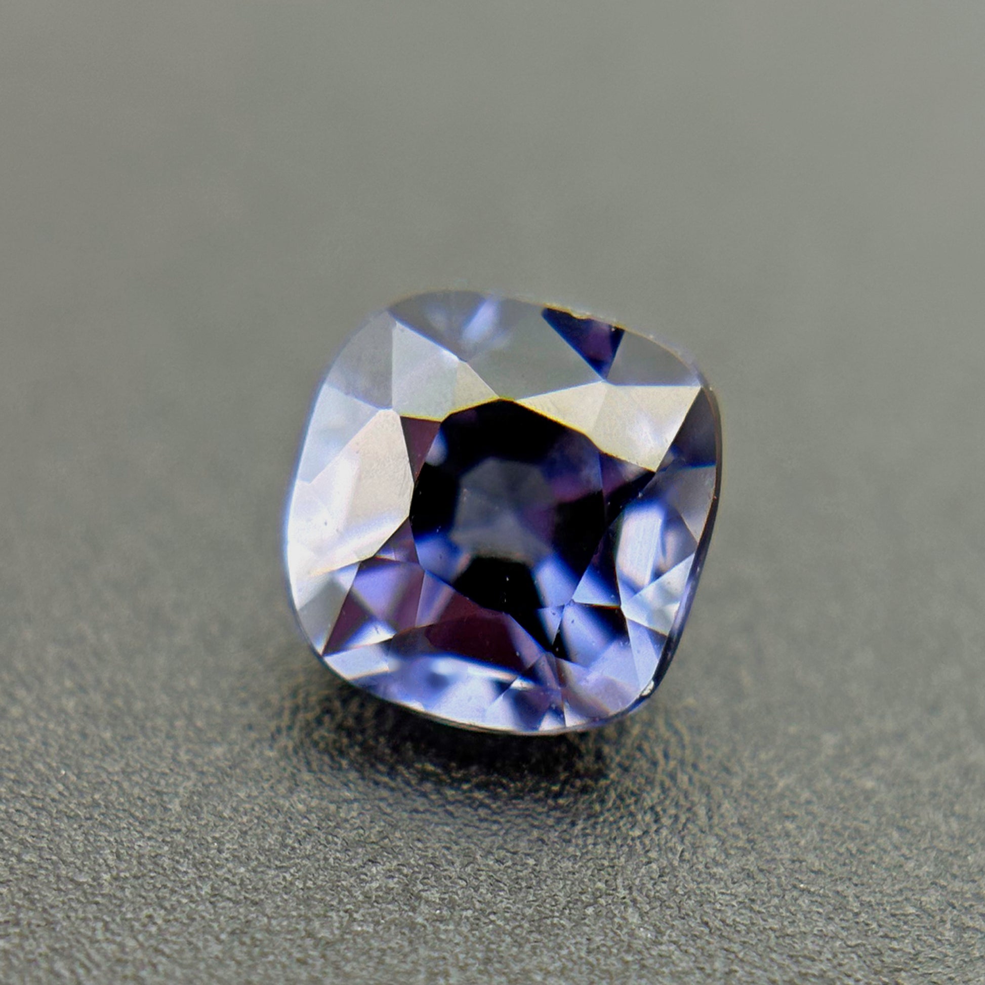 Natural Tanzanian Purple Blue Spinel Cushion Cut on Display Tray