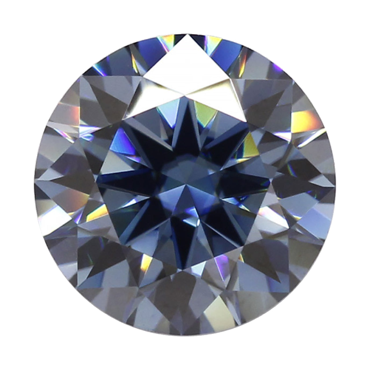 Dark Blue Moissanite Gemstone in Round Cut