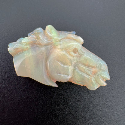 Side View of Ethiopian Opal Horse Head Carving
