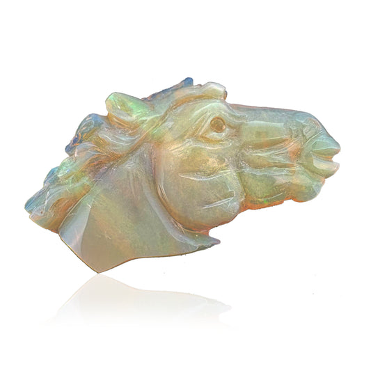 12.90 Carat Natural Ethiopian Opal Horse Head Carving