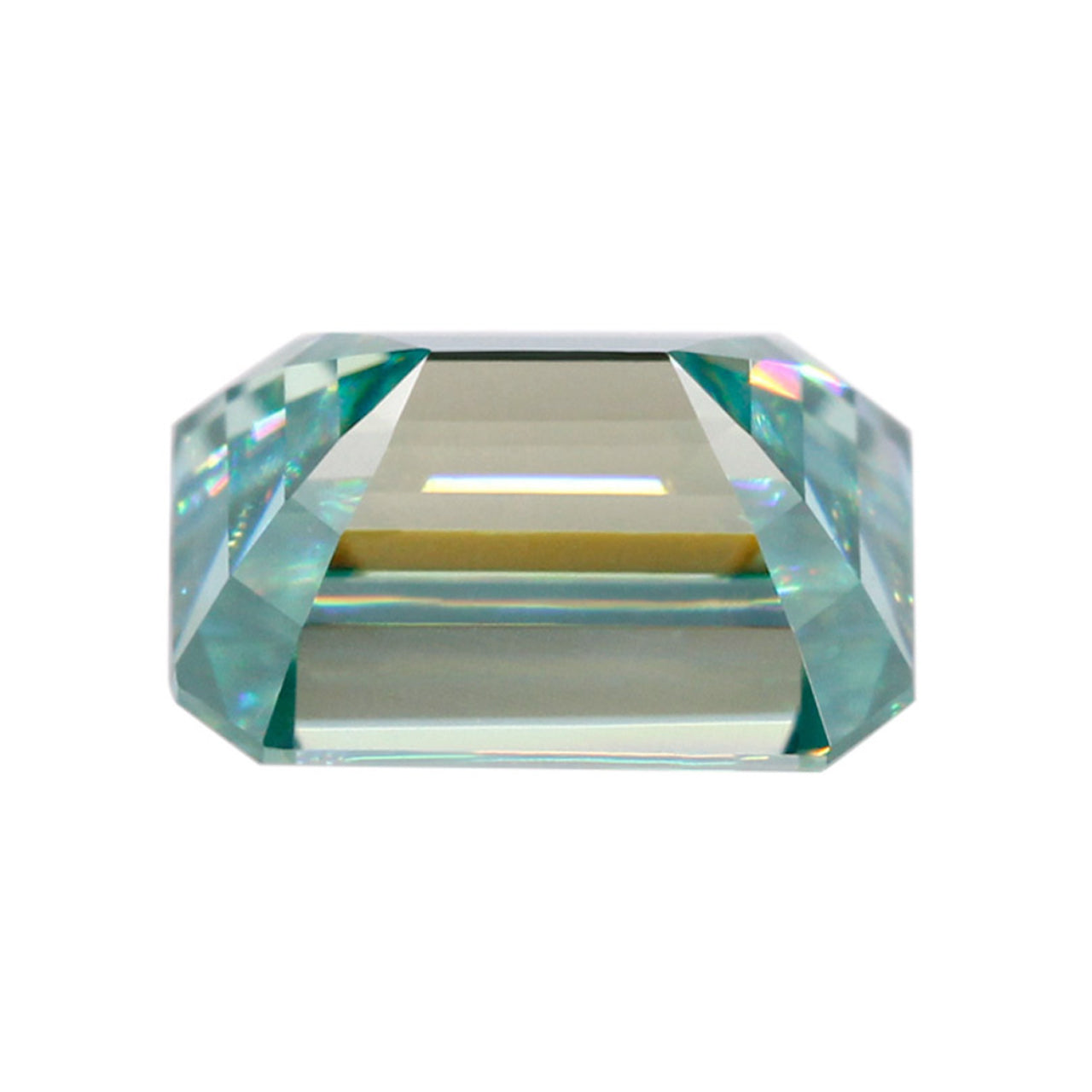 Green Moissanite Gemstone in Emerald Cut