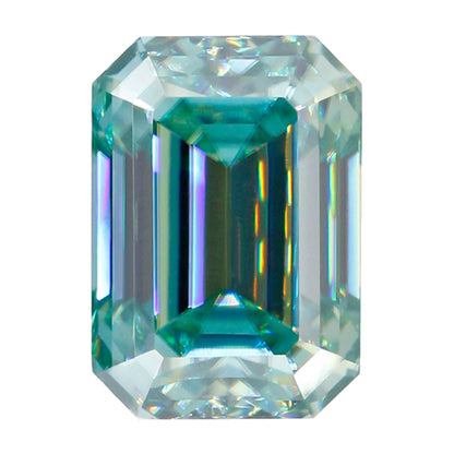 Green Moissanite Gemstone in Emerald Cut