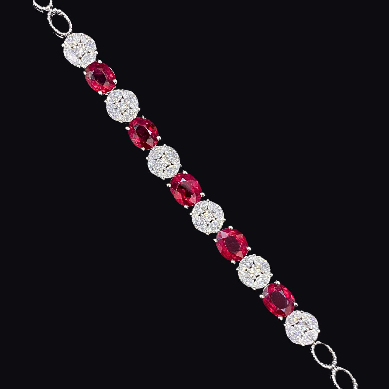 FIICCI Dazling Natural Ruby And Diamond In 18K White Gold Bracelate