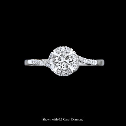 FIICCI Snow Flake Halo Diamond 18K White Gold Engagement Ring