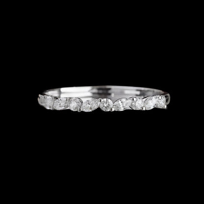 FIICCI Naples 18K White Gold Marquise Diamond Wedding Ring