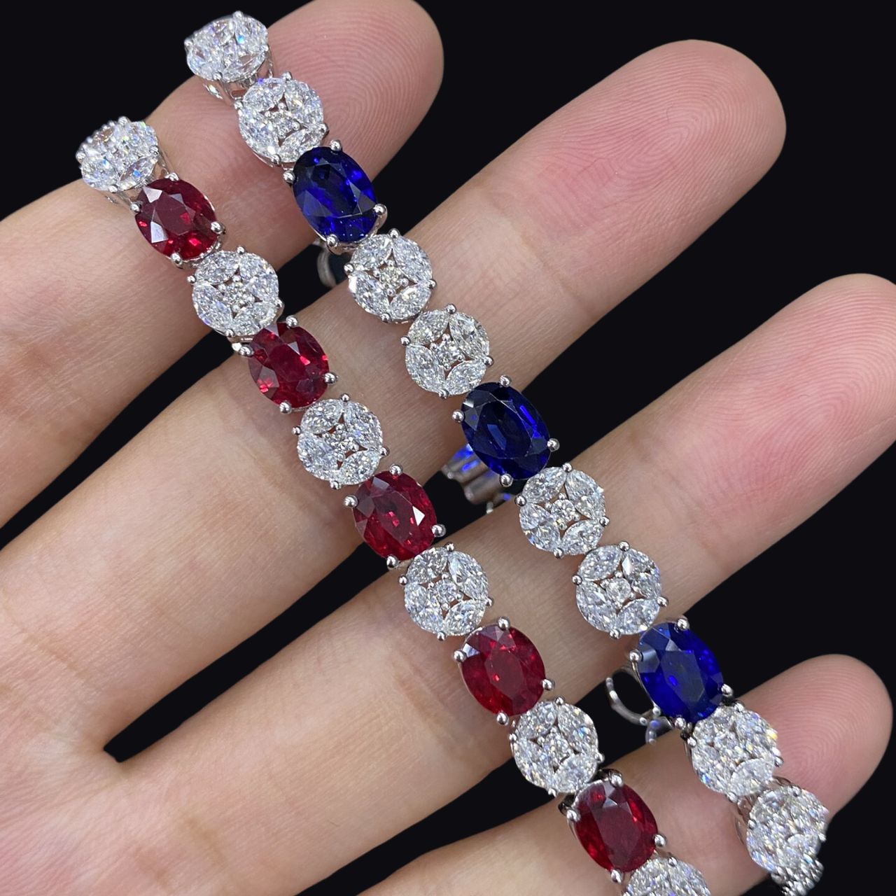 FIICCI Dazling Natural Ruby And Diamond In 18K White Gold Bracelate