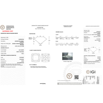 Lab Cushion Diamonds - Fancy Vivid Blue - Lab Grown Diamond 2.03ct