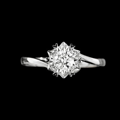 FIICCI Natural Diamond Snow Flake Engagement Ring 0.3ct Round 18K White Gold