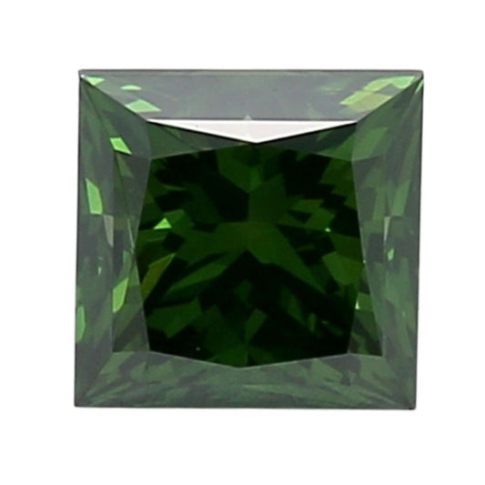 GIA Certified 1.54 Carat Princess Cut Diamond - Fancy Deep Green - Enhanced Color