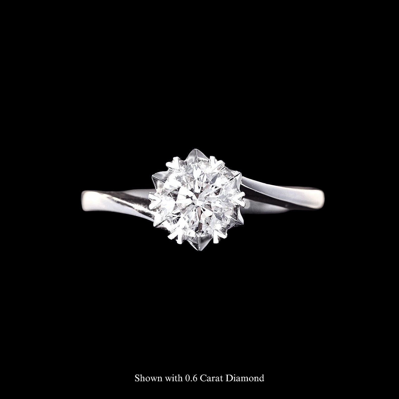 FIICCI Dazzling Snowflake Round Diamond 18K White Gold Engagement Ring