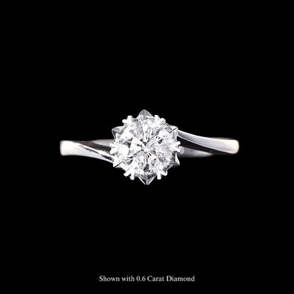 FIICCI Dazzling Snowflake Round Diamond 18K White Gold Engagement Ring