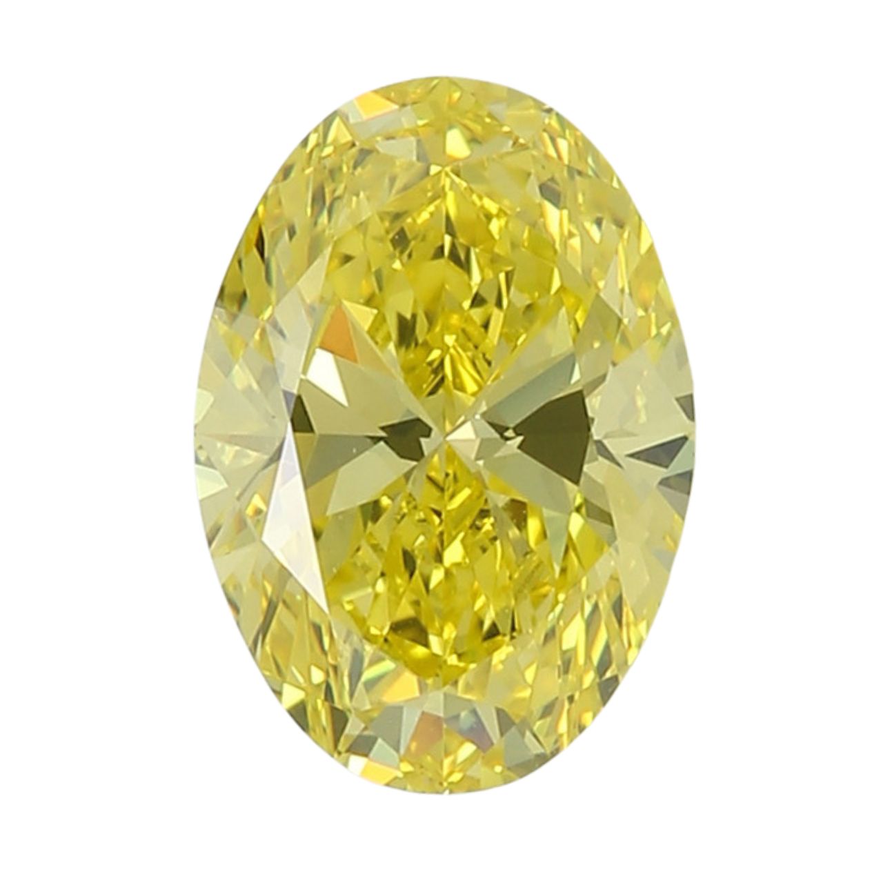 GIA Certified 3.03 Carat Enhanced Color Diamond - Fancy Vivid Yellow - Oval Shape