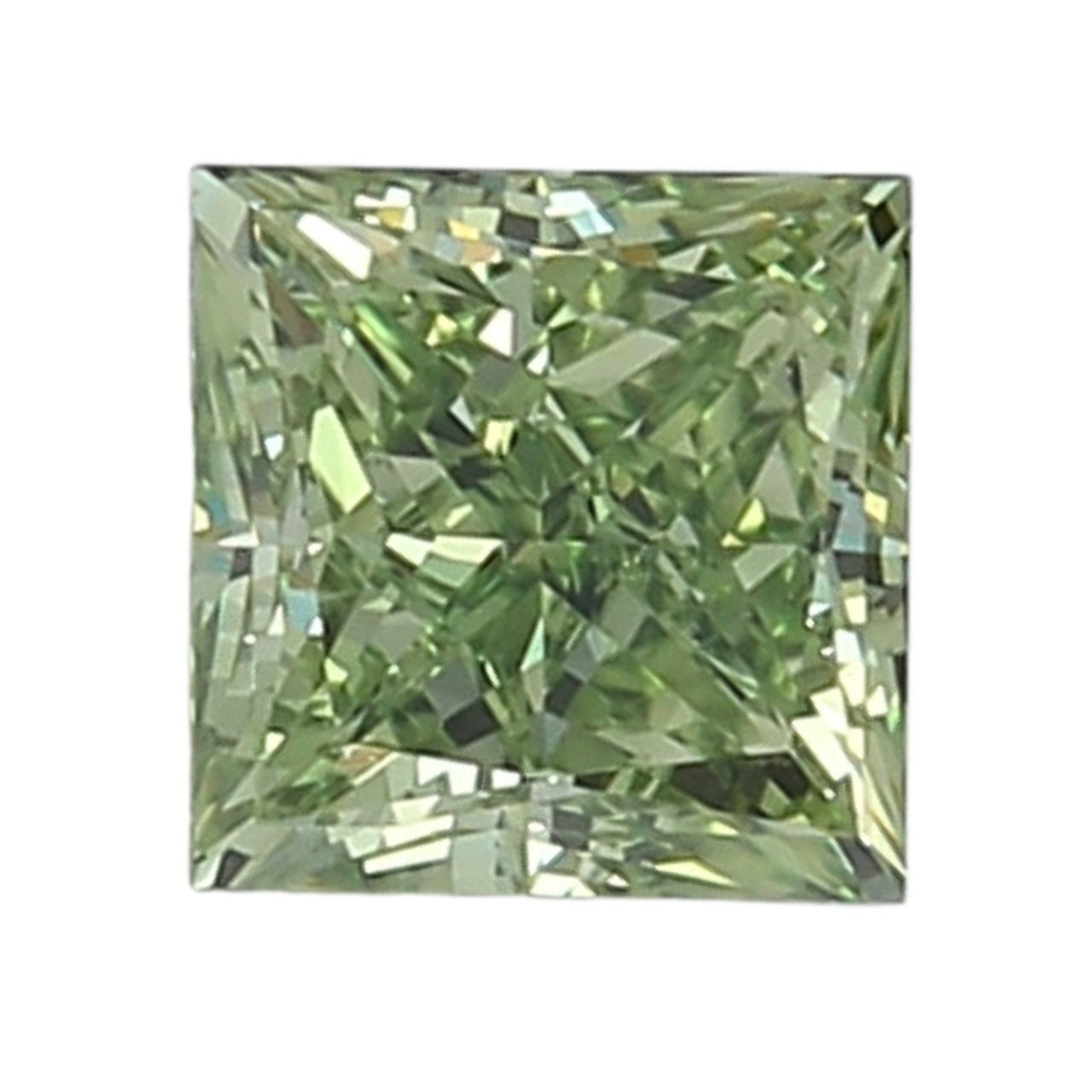 GIA Certified 1.02 Carat Enhanced Color Diamond - Fancy Intense Yellowish Green - Princess Cut