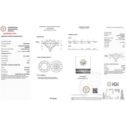 5.41 Carat Round Lab Grown Diamond Super Ideal Cut - E Color - VS2 Clarity -IGI Certified