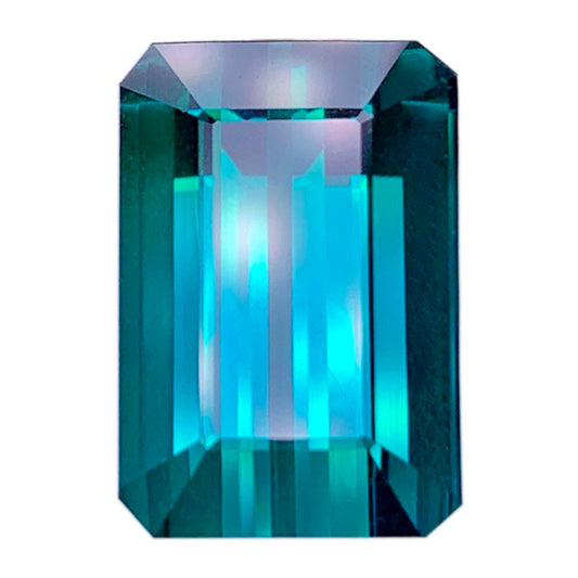 Guild Certified Stunning Lagoon Blue Green Tourmaline - Emerald Cut - 18.29 carats - 18.18 x 11.71mm