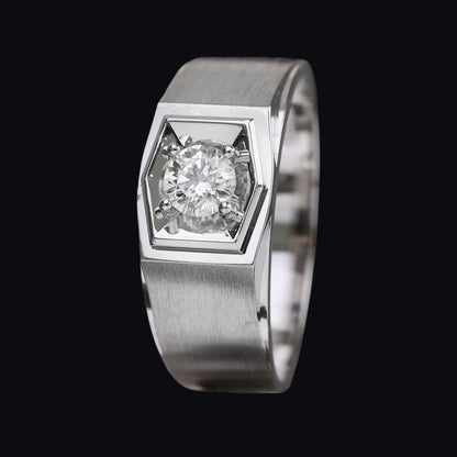 FIICCI Men's Natural Diamond Wedding Ring 0.3ct 18K White Gold