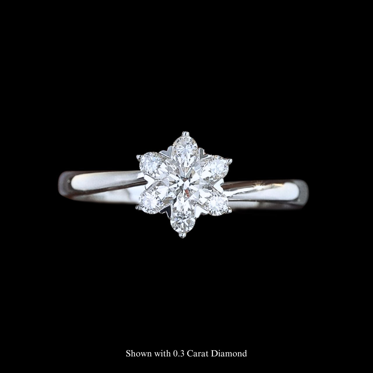 FIICCI Floral Halo Diamond 18K White Gold Bypass Band Engagement Ring