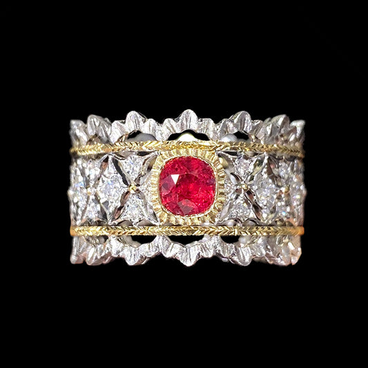 FIICCI Buccellati Mahenge Spinel And Diamond Ring In 18K Gold