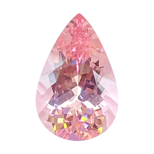 Guild Certified Cherry Blossom Color - Vivid Pink Morganite - Pear Cut-  10.5 carats - 12.7 x 19.6mm