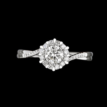 FIICCI Round Diamond Engagement Ring 0.3ct 18K White Gold