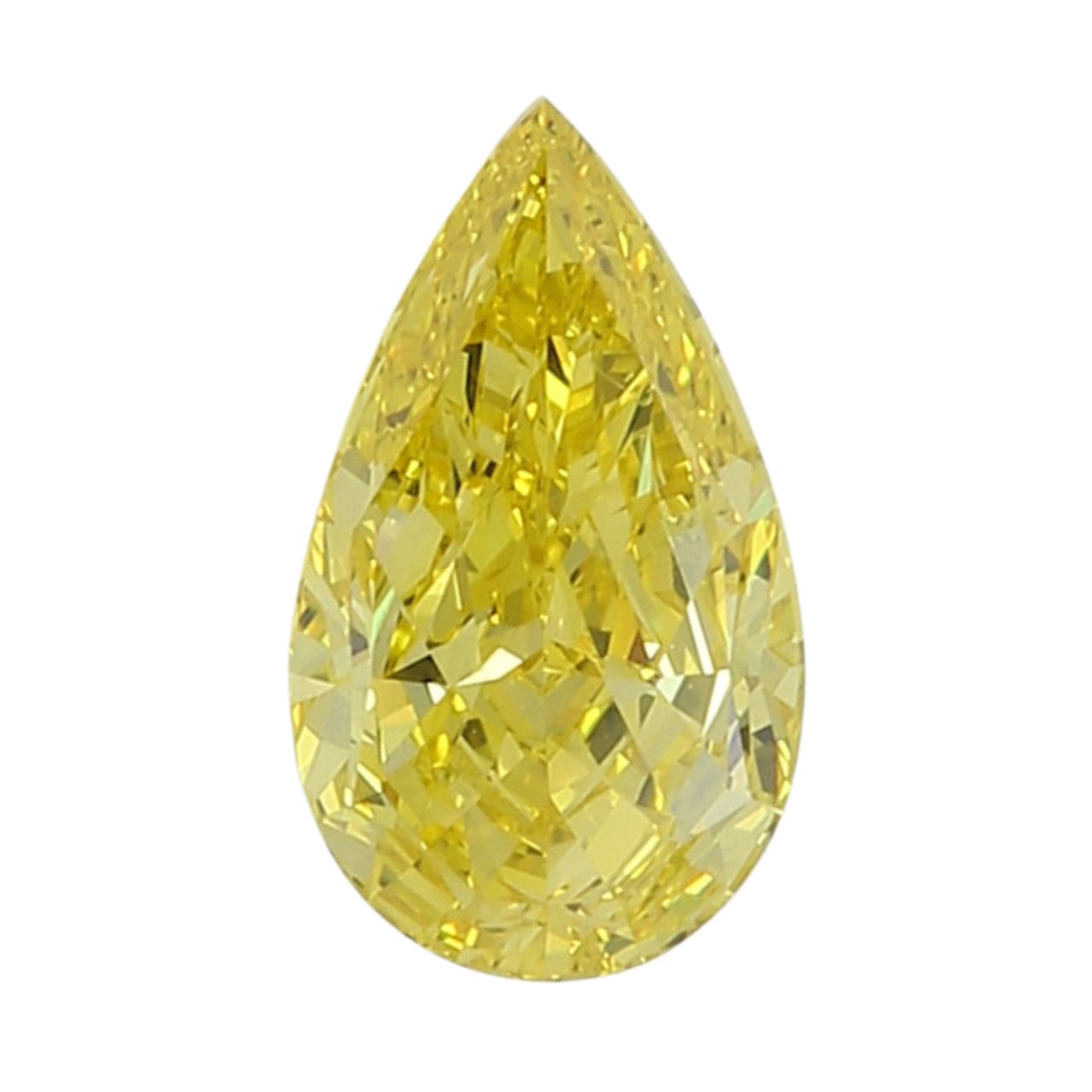 GIA Certified 1.88 Carat Enhanced Color Diamond - Fancy Vivid Yellow - Pear Shape