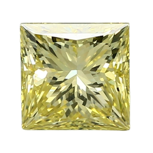 GIA Certified 1.57 Carat Enhanced Color Diamond - Fancy Intense Yellow - Princess Cut