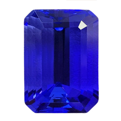 Precious Vivid Blue Purple Tanzanite - Emerald Cut - 12.58 carats - 11 x 15.3mm