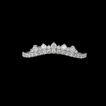 FIICCI Toscana 18K White Gold Crown Diamond Wedding Ring