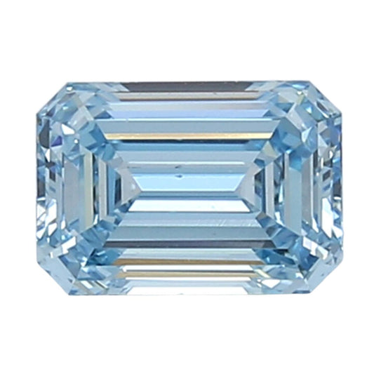 GIA Certified 1.08 Carat Emerald Cut Diamond - Fancy Intense Greenish Blue - Enhanced Color