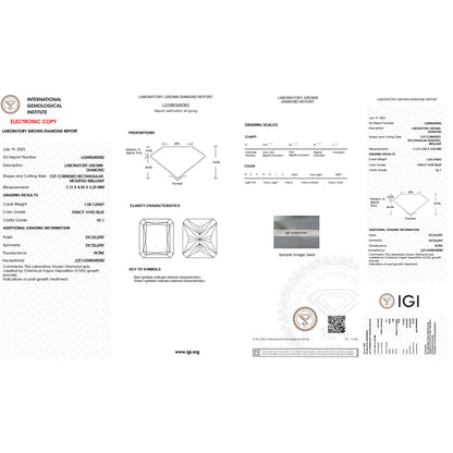 Lab Radiant Diamonds - Fancy Vivid Blue - Lab Grown Diamond 1.04ct