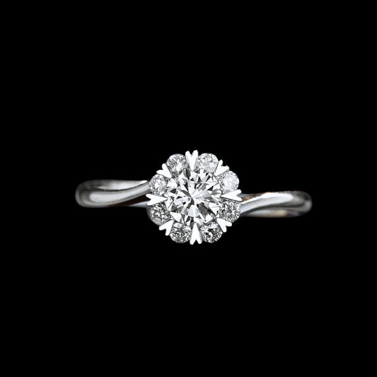 FIICCI Bypass Diamond Engagement Ring 0.3ct Round In 18K White Gold