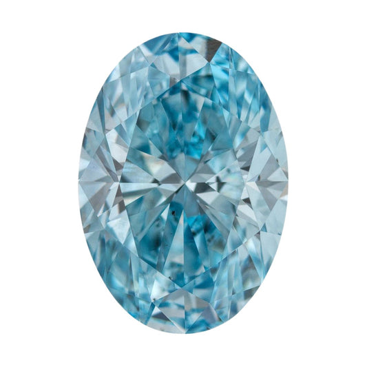 GIA Certified 2.01 Carat Enhanced Color Diamond - Fancy Vivid Greenish Blue - Oval