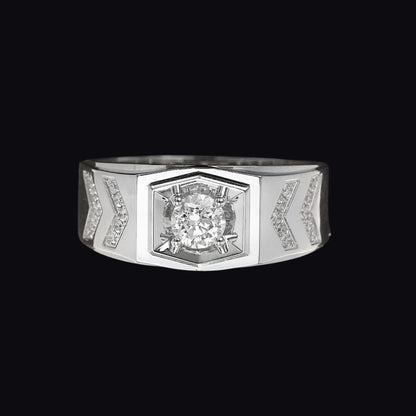 FIICCI Men's Diamond Wedding Ring 0.3ct 18K White Gold