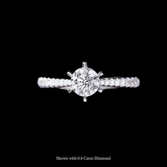 FIICCI Brilliant Round Diamond 18K White Gold Engagement Ring