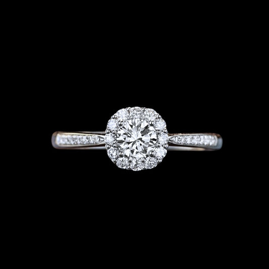 FIICCI 0.3ct Round Diamond Engagement Ring In 18K White Gold