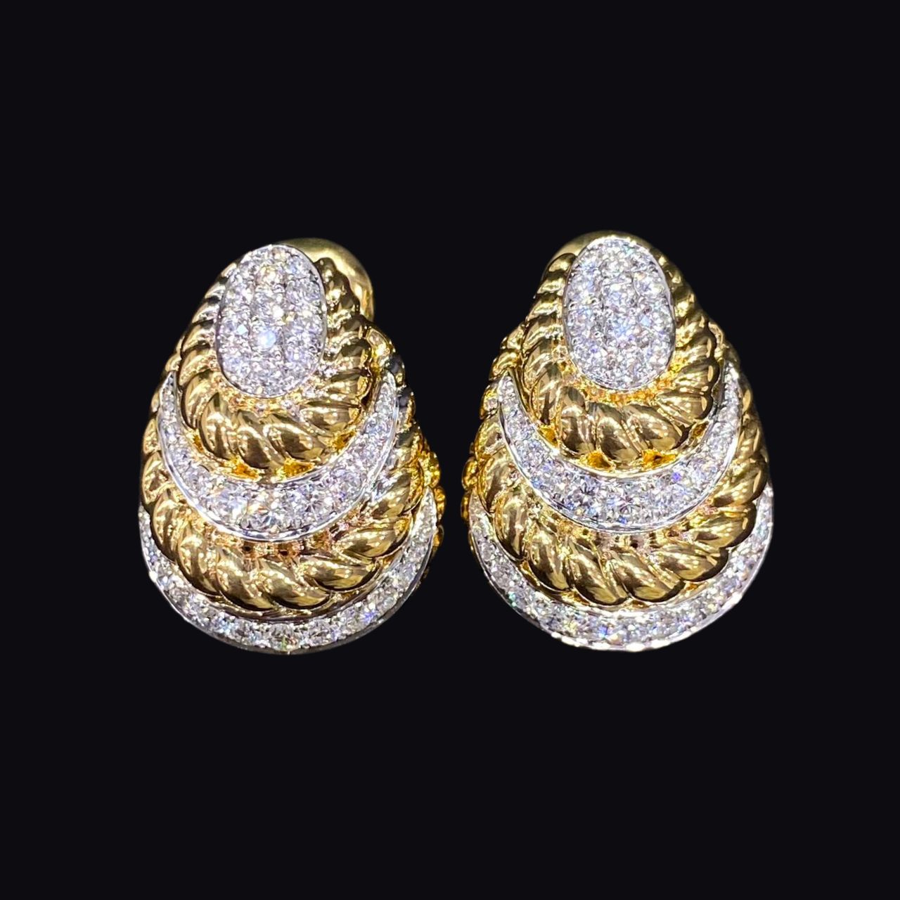 FIICCI Buccellati 18K Yellow Gold  Natural Diamond Earrings