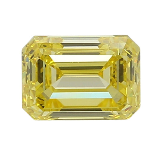 GIA Certified 2.01 Carat Enhanced Color Diamond - Fancy Vivid Yellow - Emerald Cut