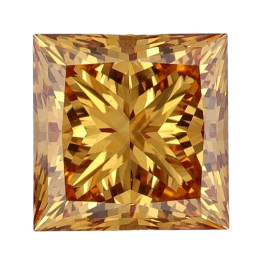 IGI Certified Lab Grown Diamonds -  Fancy Intense Yellowish Orange - Princess Cut - 2.01 ct