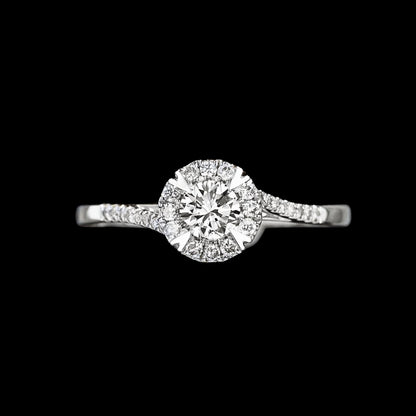 FIICCI Halo Diamond Engagement Ring 0.3ct Round Cut In 18K White Gold