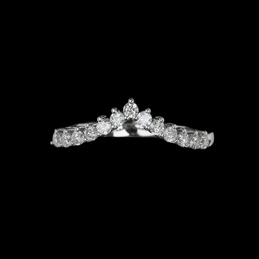 FIICCI Diamond 18K White Gold V Shape Wedding Ring