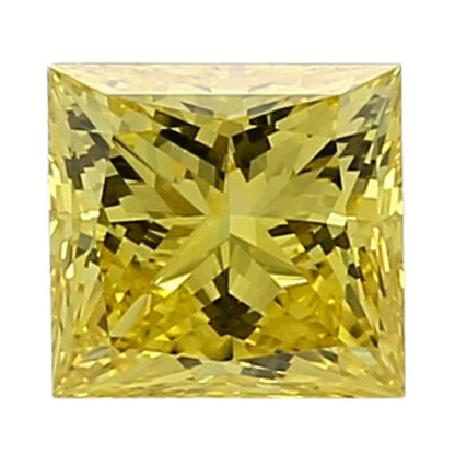 GIA Certified 1.01 Carat Enhanced Color Diamond - Fancy Vivid Yellow - Princess Cut