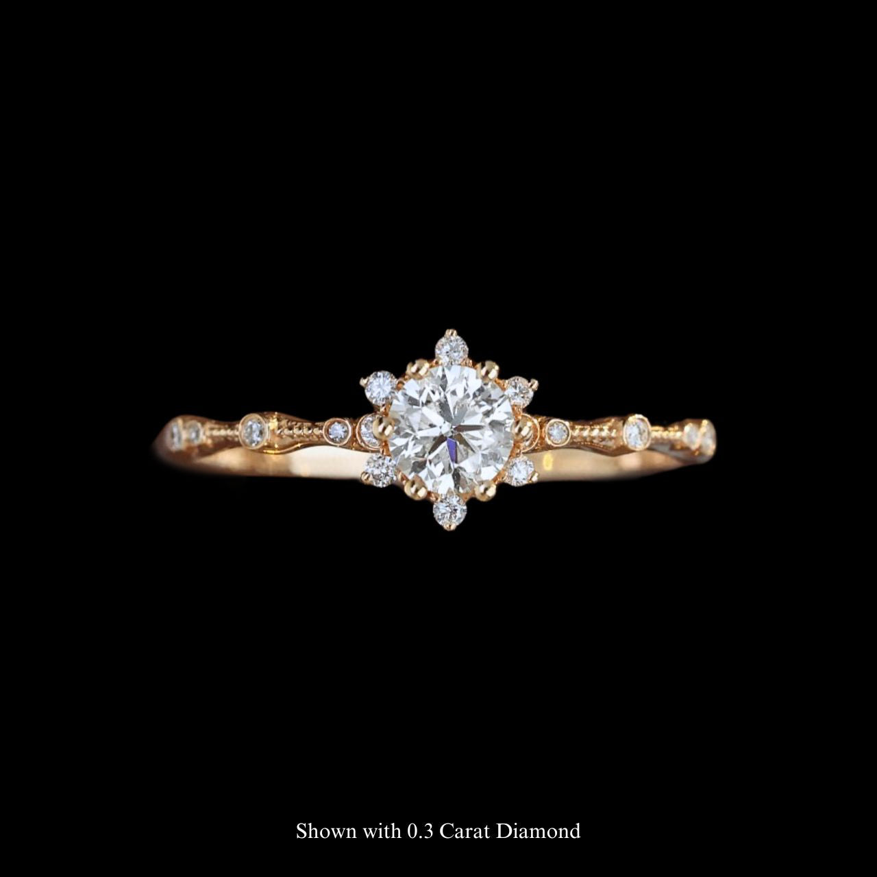 FIICCI Starlit Halo Diamond 18K Rose Gold Engagement Ring