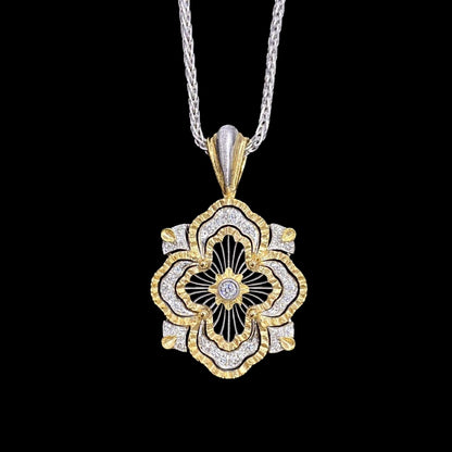 FIICCI An Impressive  Natural Diamond In 18K Yellow White Gold Necklace