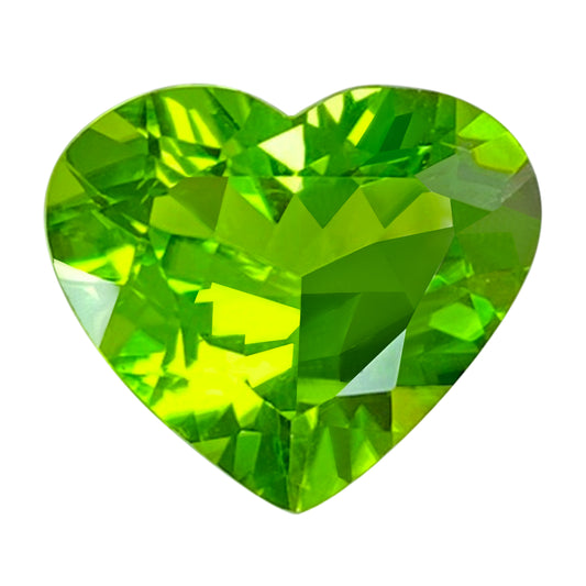 Peridot Genuine Gemstone - Heart Cut - Medium Lime Green -  8.86 carats - 12.8 x 15mm